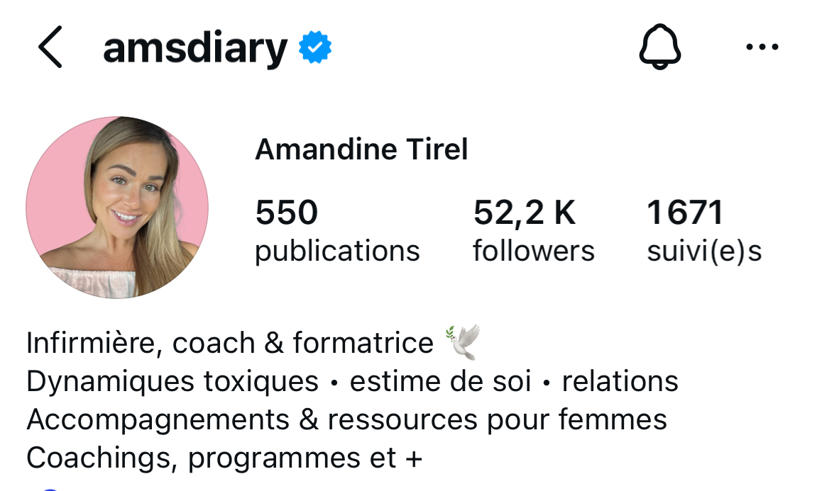Compte Instagram @amsdiary, Amandine Tirel, 52,2K abonnées