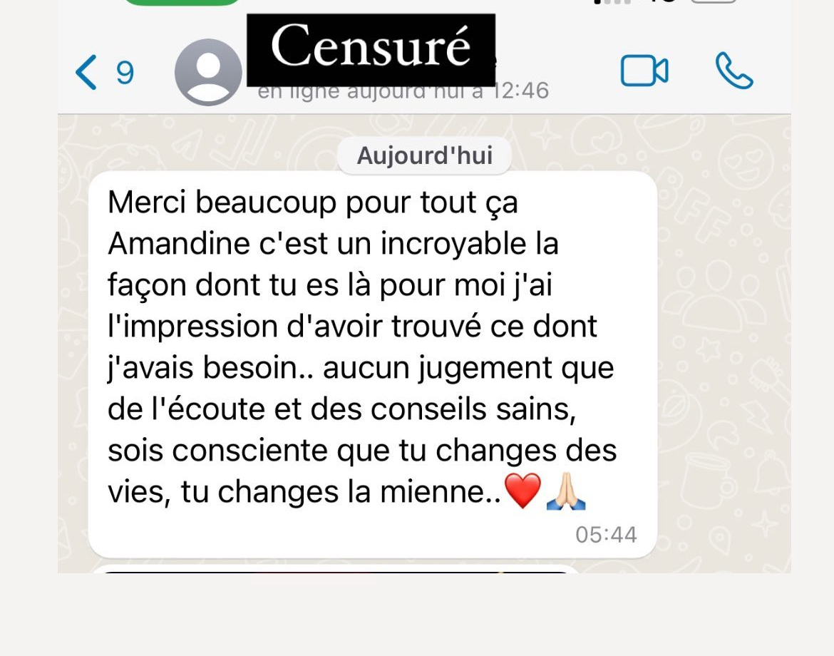 Tu es là pour moi… j'ai trouvé ce dont j'avais besoin. Sois consciente que tu changes des vies, tu changes la mienne.